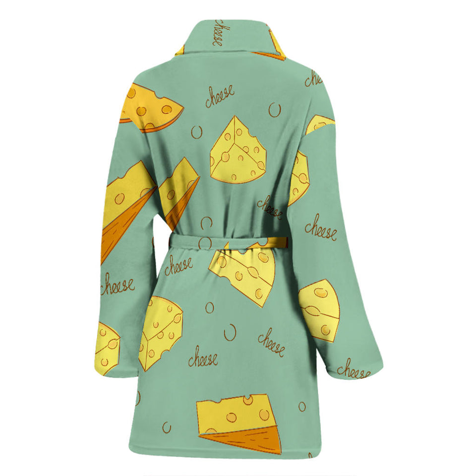 Cheese Pattern Background Women Bathrobe