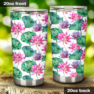 Pink Lotus Waterlily Pattern Tumbler