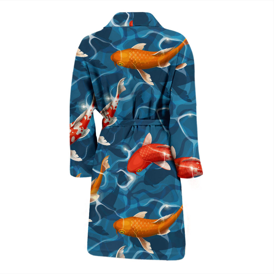 Koi Fish Carp Fish in Water Pattern Men Bathrobe