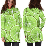 Sliced Lime Pattern Women Hoodie Dress