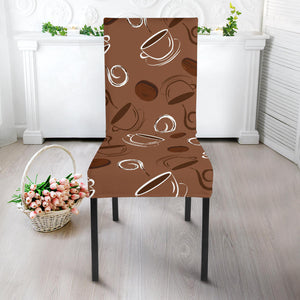 Coffee Cup and Coffe Bean Pattern Dining Chair Slipcover