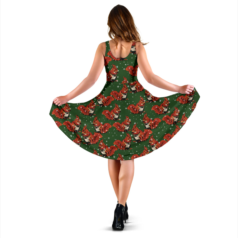 Squirrel Pattern Print Design 03 Sleeveless Midi Dress