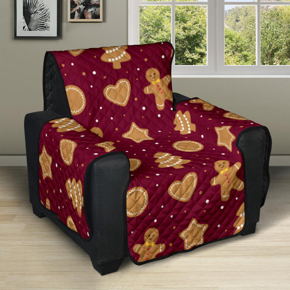 Christmas Ginger Cookie Pattern Background Recliner Cover Protector