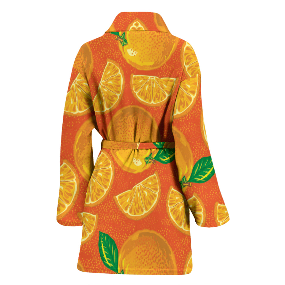 Orange Pattern background Women Bathrobe