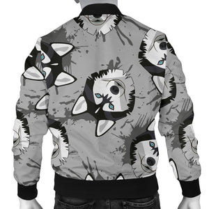 Siberian Husky Pattern Theme Men Bomber Jacket