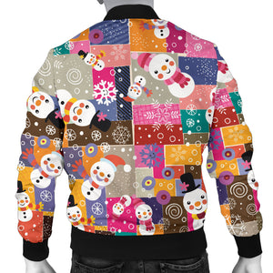 Snowman Colorful Theme Pattern Men Bomber Jacket