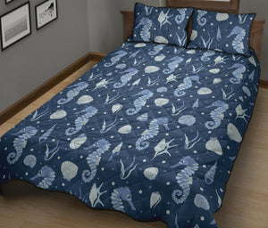 Seahorse Shell Pattern Quilt Bed Set