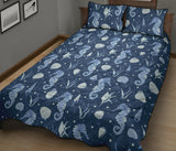 Seahorse Shell Pattern Quilt Bed Set