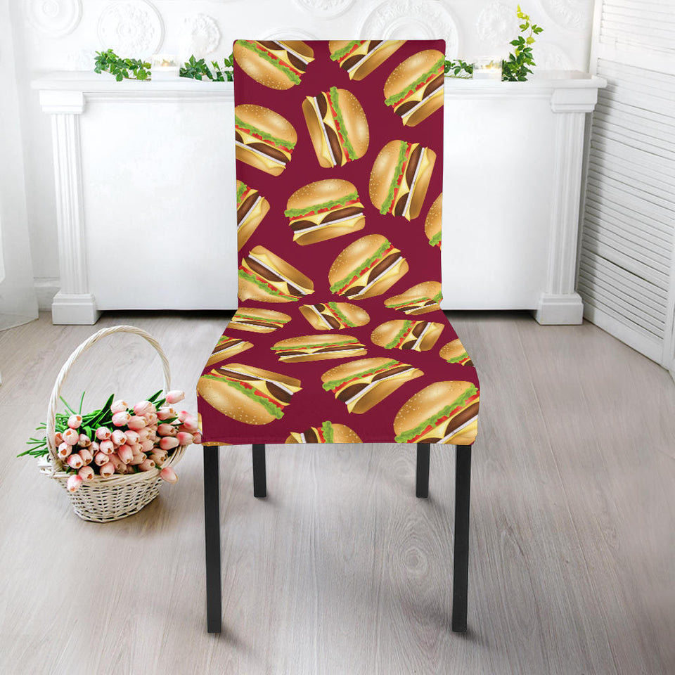Hamburger Pattern Print Design 01 Dining Chair Slipcover