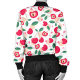 Cherry Heart Pattern Women Bomber Jacket