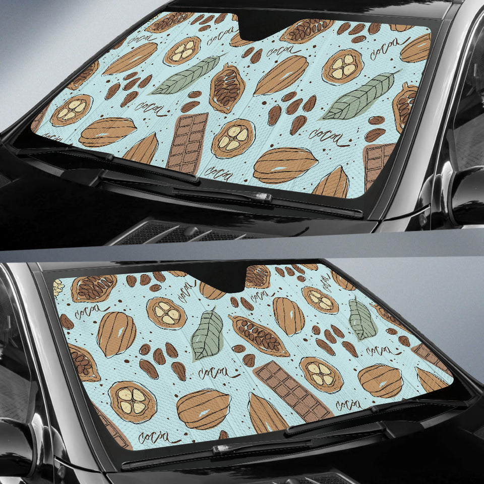 Hand Drawn Cocoa Pattern Car Sun Shade