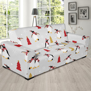 Penguin Christmas Tree Pattern Sofa Slipcover
