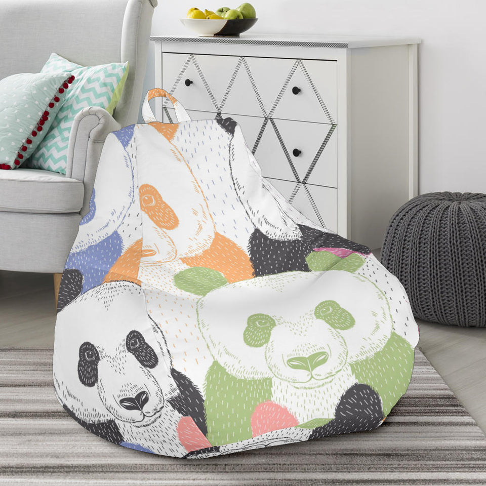 Colorful Panda Pattern Bean Bag Cover