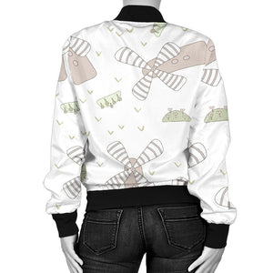 Windmill Pattern Background Women Bomber Jacket