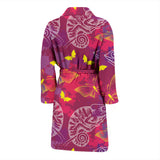 Pink Chameleon Lizard Butterfly Pattern Men Bathrobe