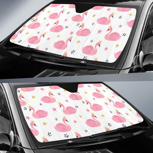 Pink Swan Pattern Car Sun Shade