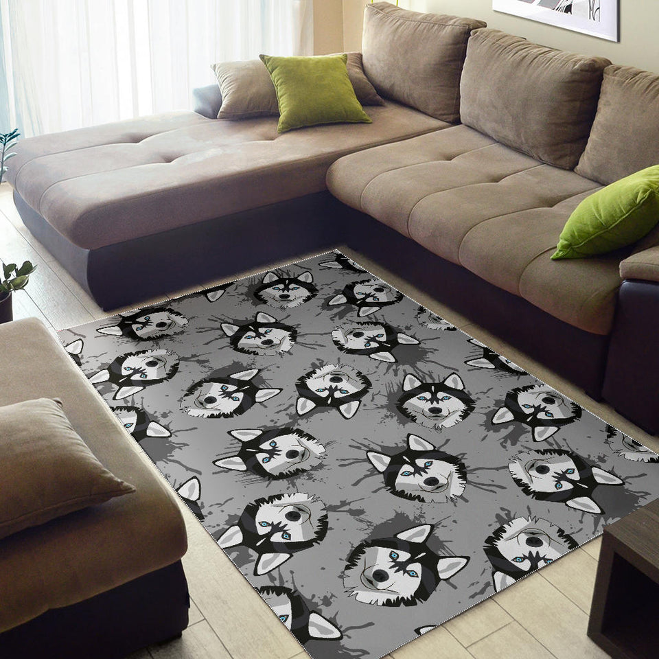 Siberian Husky Pattern Theme Area Rug