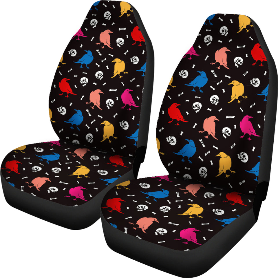 Colorful Crow Pattern Universal Fit Car Seat Covers