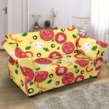 Pizza Tomato Salami Texture Pattern Loveseat Couch Slipcover