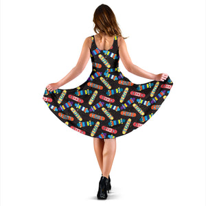 Skate Board Pattern Print Design 02 Sleeveless Midi Dress
