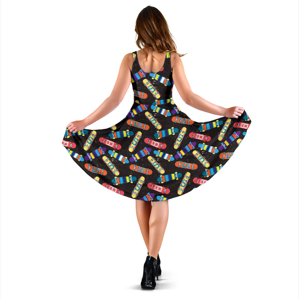 Skate Board Pattern Print Design 02 Sleeveless Midi Dress