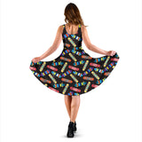 Skate Board Pattern Print Design 02 Sleeveless Midi Dress