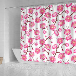 Pink Sakura Pattern Shower Curtain Fulfilled In US