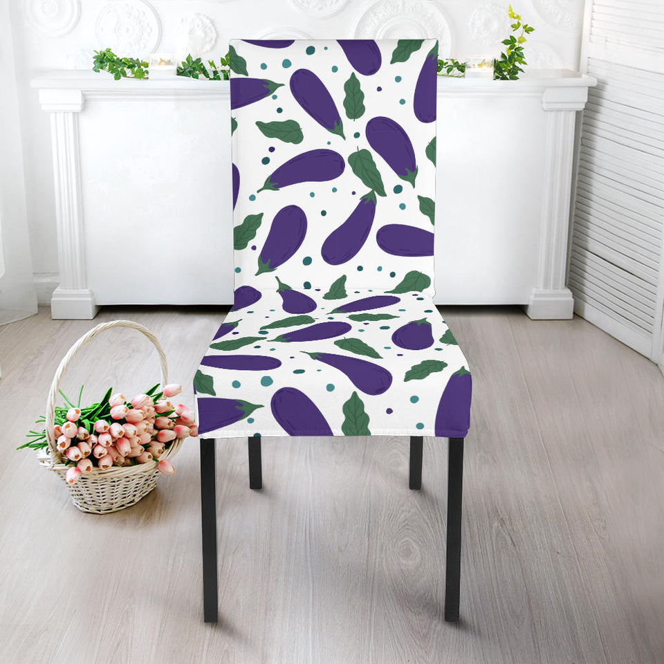 Eggplant Pattern Print Design 05 Dining Chair Slipcover