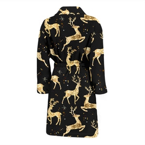 Gold Deer Pattern Men Bathrobe