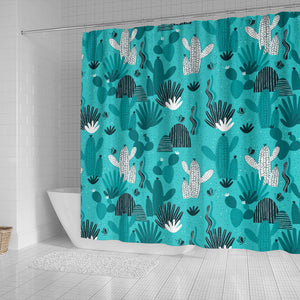 Green Cactus Pattern Shower Curtain Fulfilled In US