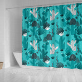 Green Cactus Pattern Shower Curtain Fulfilled In US