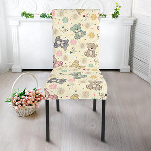 Teddy Bear Pattern Print Design 05 Dining Chair Slipcover