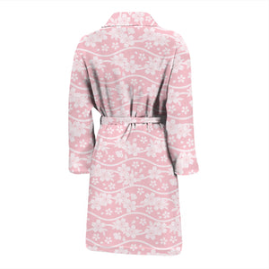 Sakura Pink Pattern Men Bathrobe