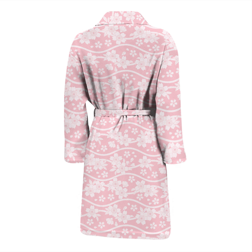 Sakura Pink Pattern Men Bathrobe