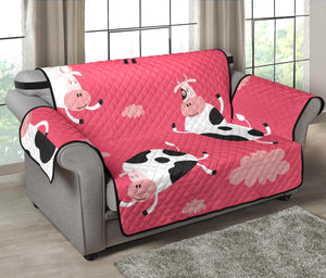 Cow Pattern Pink Background Loveseat Couch Cover Protector