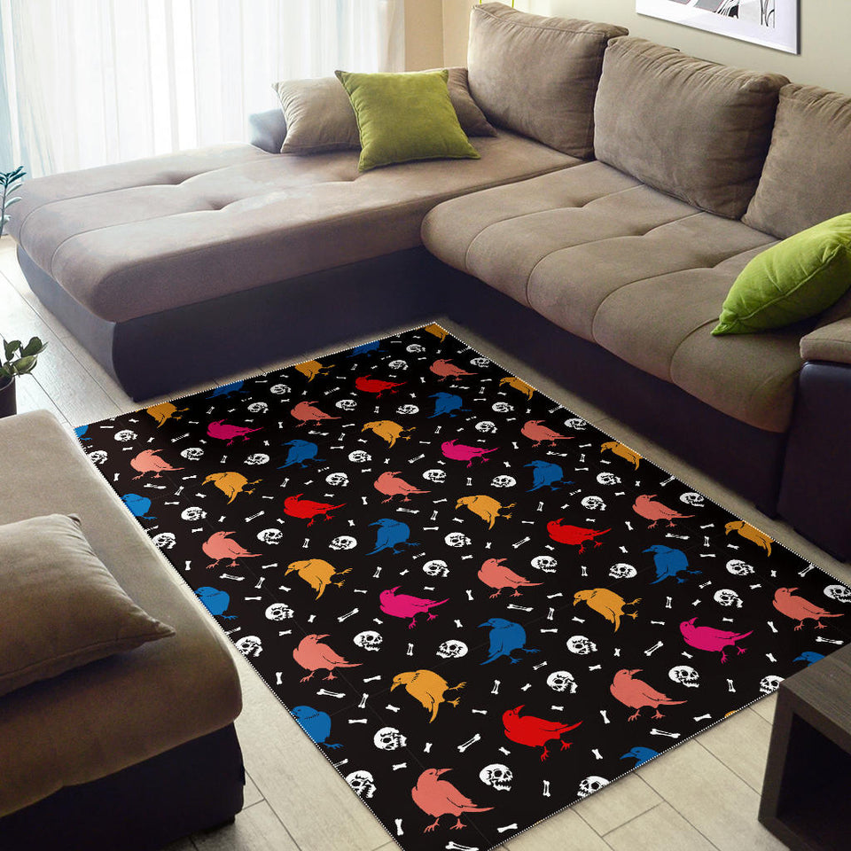 Colorful Crow Pattern Area Rug