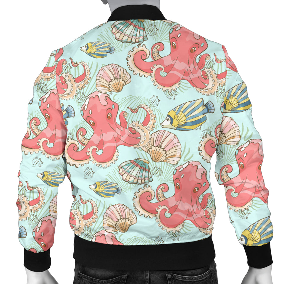 Octopus Fish Shell Pattern Men Bomber Jacket