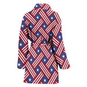 USA Star Stripe Pattern Women Bathrobe