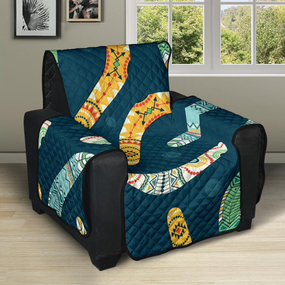 Boomerang Aboriginal Pattern Dark Background Recliner Cover Protector