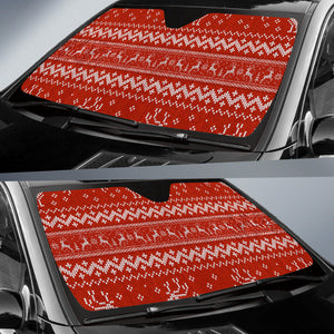 Deer Sweater Printed Red Pattern Car Sun Shade