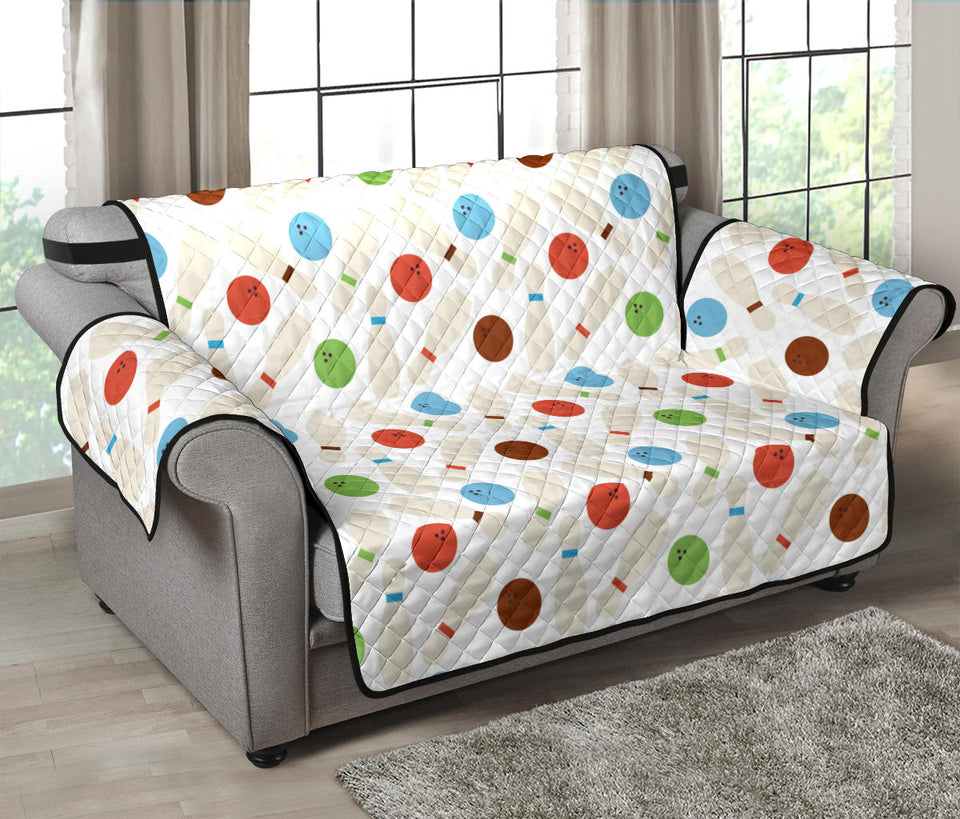 Bowling Ball and Pin Pattern Loveseat Couch Cover Protector