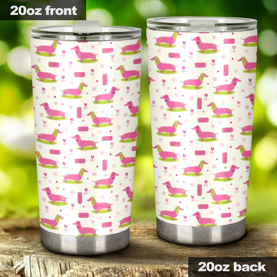 Pink Dachshund Pattern Tumbler