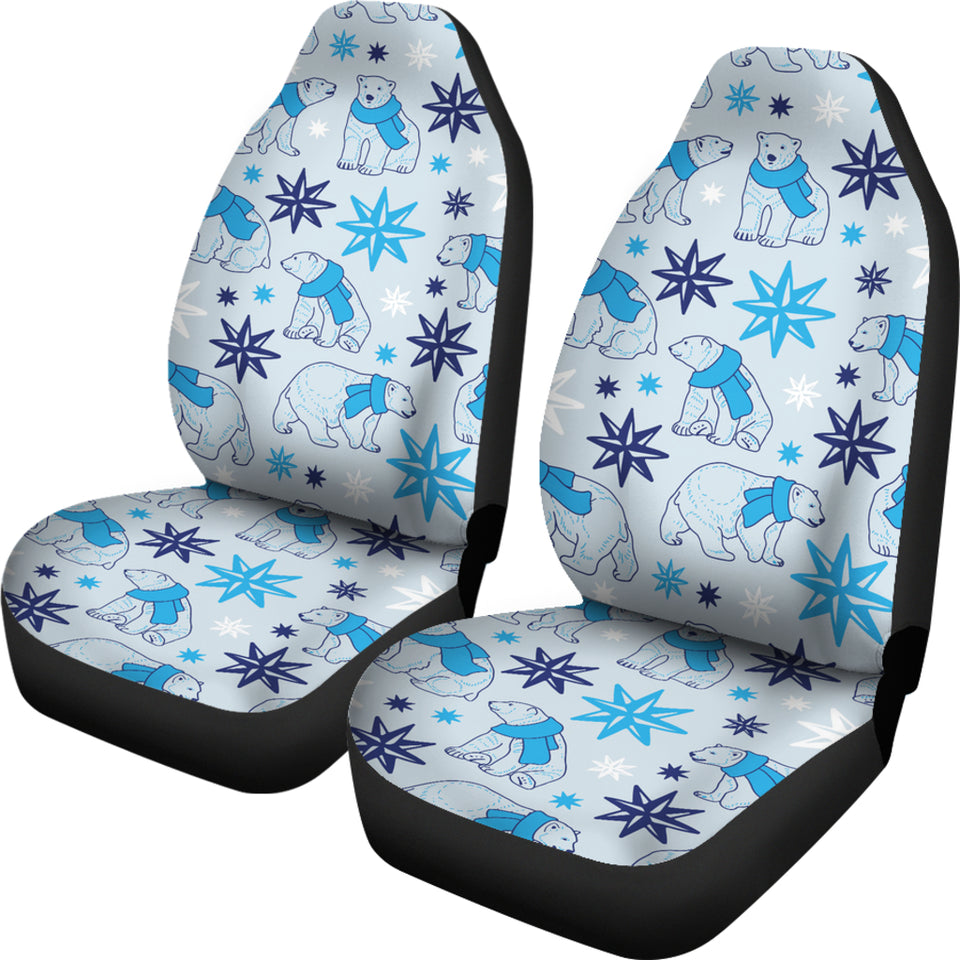 Polar Bear Pattern Blue Background Universal Fit Car Seat Covers