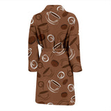 Coffee Cup and Coffe Bean Pattern Men Bathrobe