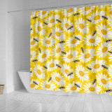 Bee Daisy Pattern Shower Curtain Fulfilled In US