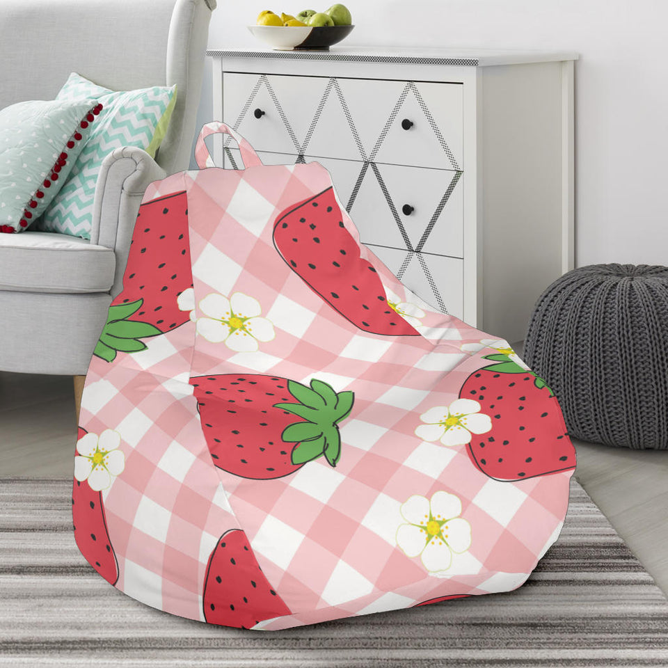 Strawberry Pattern Stripe Background Bean Bag Cover