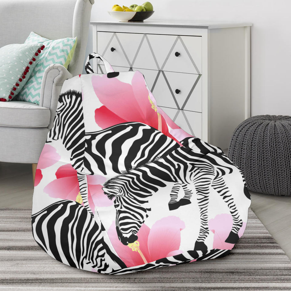 Zebra Red Hibiscus Pattern Bean Bag Cover