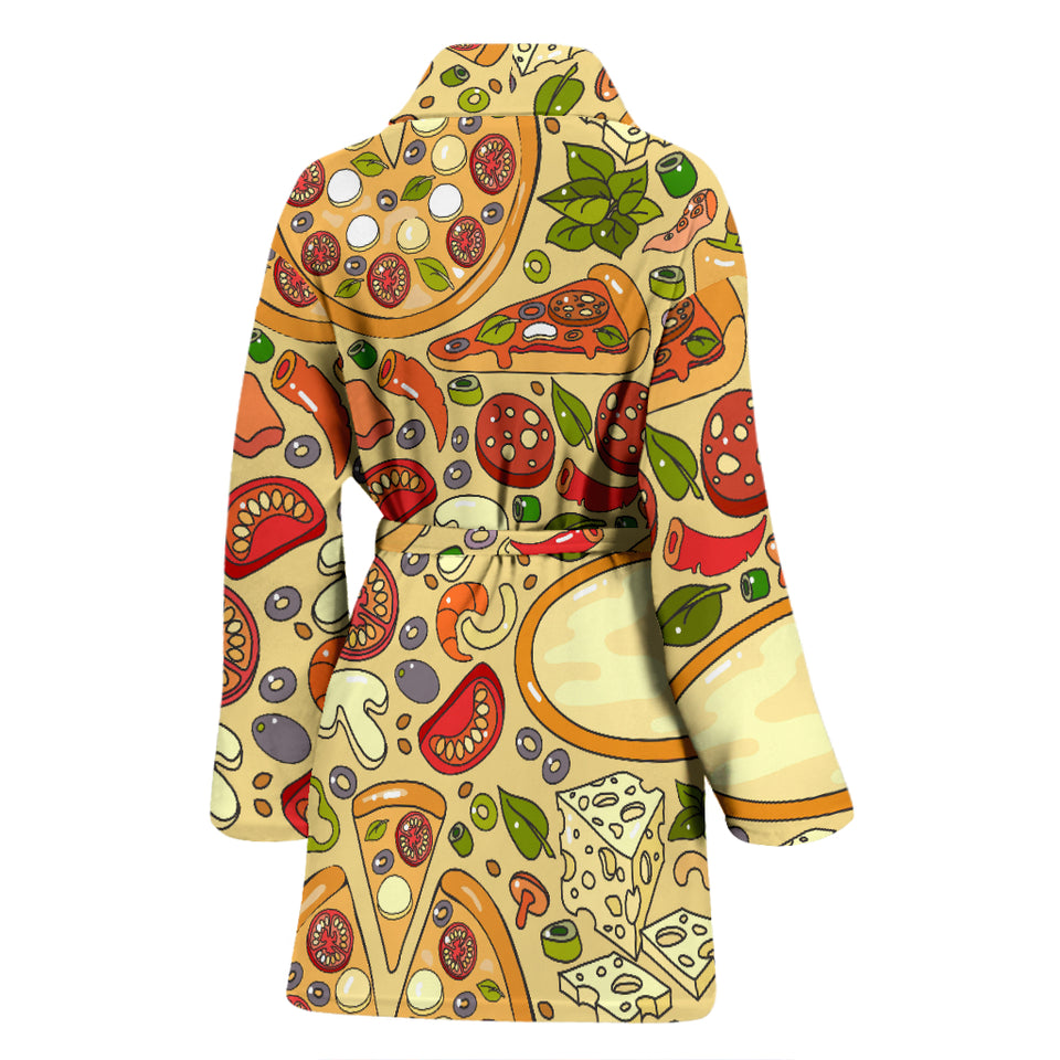 Pizza Pattern Background Women Bathrobe
