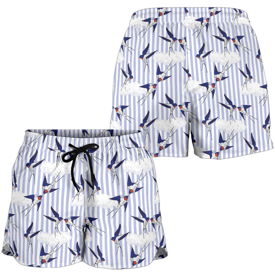 Swallow Pattern Print Design 03 Women Shorts