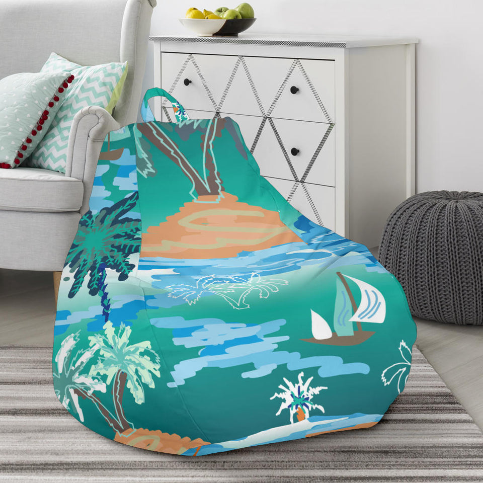 Sailboat Water Color Pattern Bean Bag Cover